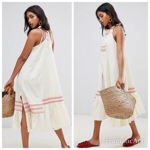 Free People Another Love embroidered linen maxi dress size M